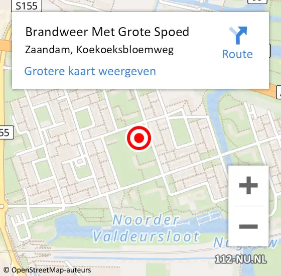 Locatie op kaart van de 112 melding: Brandweer Met Grote Spoed Naar Zaandam, Koekoeksbloemweg op 21 november 2024 19:13