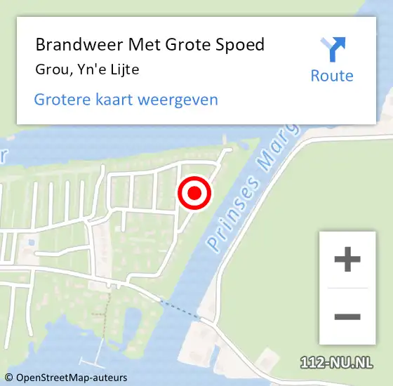 Locatie op kaart van de 112 melding: Brandweer Met Grote Spoed Naar Grou, Yn'e Lijte op 21 november 2024 19:16