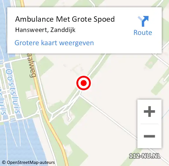 Locatie op kaart van de 112 melding: Ambulance Met Grote Spoed Naar Hansweert, Zanddijk op 18 oktober 2013 23:52