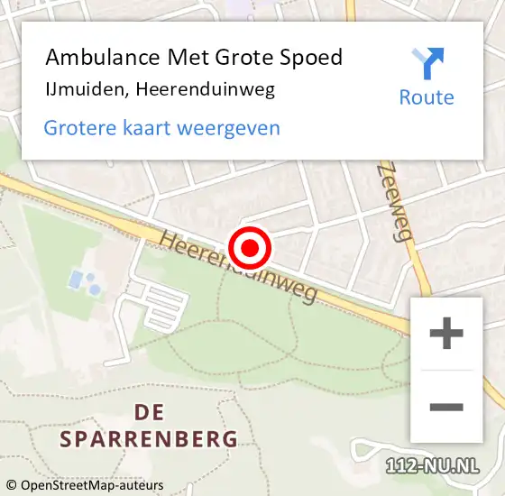 Locatie op kaart van de 112 melding: Ambulance Met Grote Spoed Naar IJmuiden, Heerenduinweg op 21 november 2024 19:44