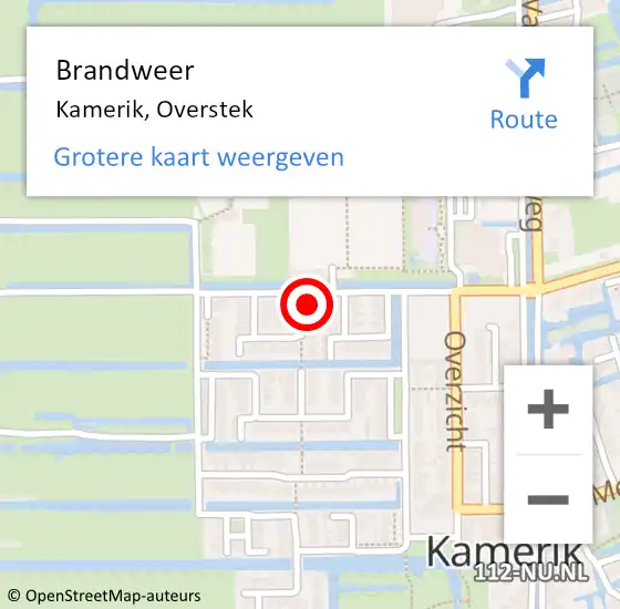 Locatie op kaart van de 112 melding: Brandweer Kamerik, Overstek op 21 november 2024 19:47