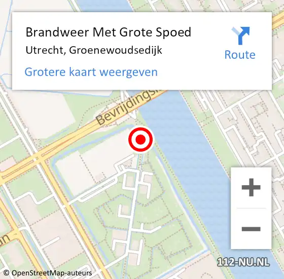 Locatie op kaart van de 112 melding: Brandweer Met Grote Spoed Naar Utrecht, Groenewoudsedijk op 21 november 2024 19:59