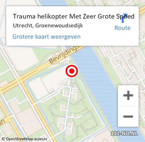 Locatie op kaart van de 112 melding: Trauma helikopter Met Zeer Grote Spoed Naar Utrecht, Groenewoudsedijk op 21 november 2024 20:04