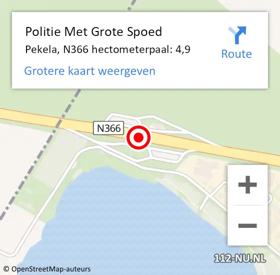 Locatie op kaart van de 112 melding: Politie Met Grote Spoed Naar Pekela, N366 hectometerpaal: 4,9 op 21 november 2024 20:08