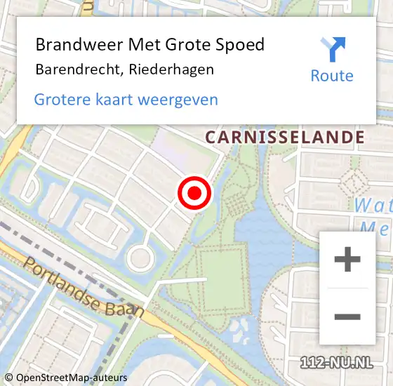 Locatie op kaart van de 112 melding: Brandweer Met Grote Spoed Naar Barendrecht, Riederhagen op 21 november 2024 20:11