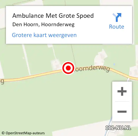 Locatie op kaart van de 112 melding: Ambulance Met Grote Spoed Naar Den Hoorn, Hoornderweg op 21 november 2024 20:36