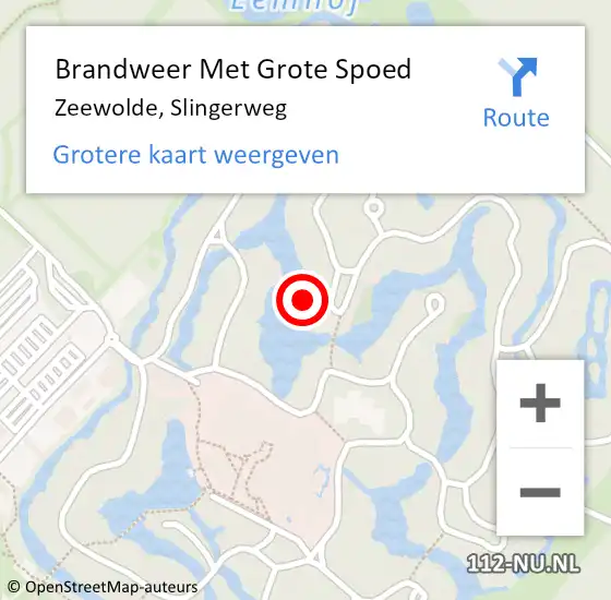 Locatie op kaart van de 112 melding: Brandweer Met Grote Spoed Naar Zeewolde, Slingerweg op 21 november 2024 21:09