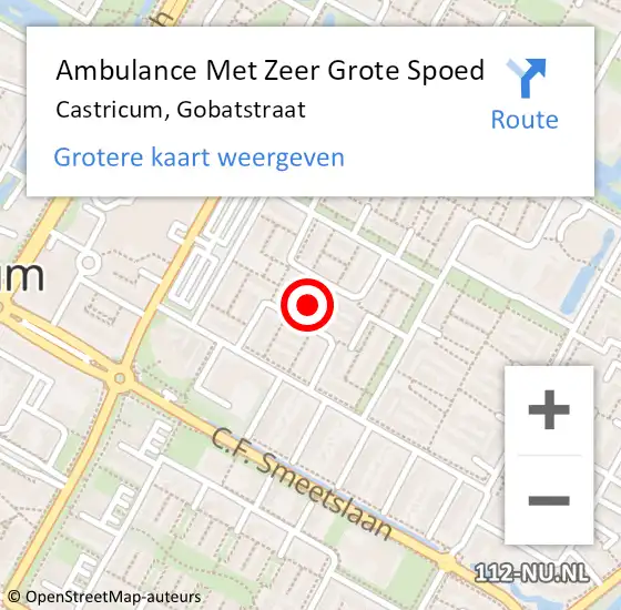 Locatie op kaart van de 112 melding: Ambulance Met Zeer Grote Spoed Naar Castricum, Gobatstraat op 21 november 2024 21:25