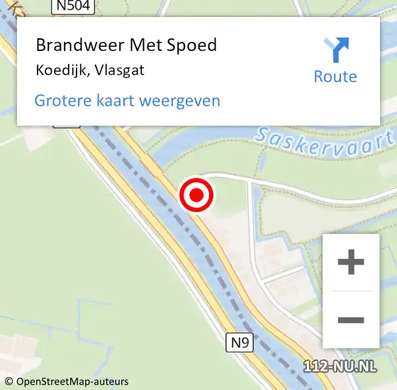 Locatie op kaart van de 112 melding: Brandweer Met Spoed Naar Koedijk, Vlasgat op 21 november 2024 21:59