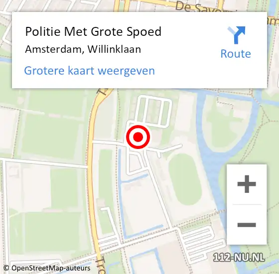 Locatie op kaart van de 112 melding: Politie Met Grote Spoed Naar Amsterdam, Willinklaan op 21 november 2024 22:12