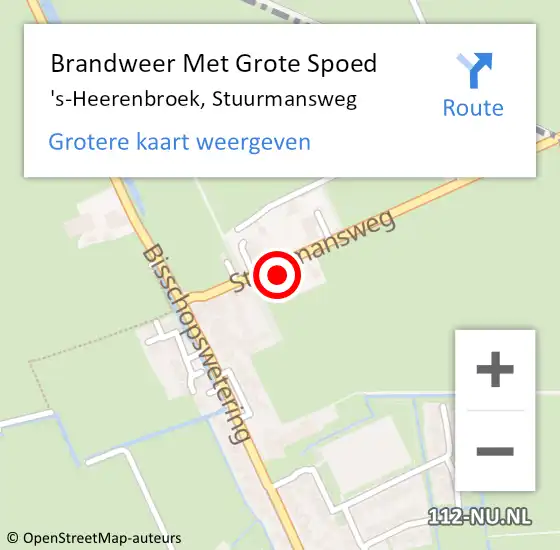 Locatie op kaart van de 112 melding: Brandweer Met Grote Spoed Naar 's-Heerenbroek, Stuurmansweg op 21 november 2024 22:14