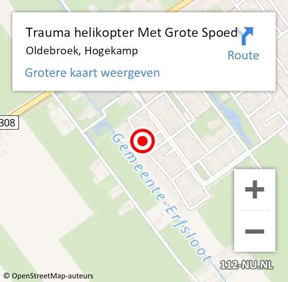 Locatie op kaart van de 112 melding: Trauma helikopter Met Grote Spoed Naar Oldebroek, Hogekamp op 21 november 2024 22:36