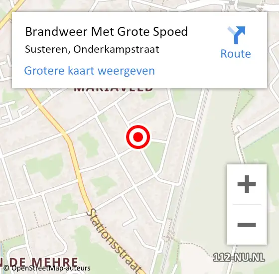 Locatie op kaart van de 112 melding: Brandweer Met Grote Spoed Naar Susteren, Onderkampstraat op 21 november 2024 23:33