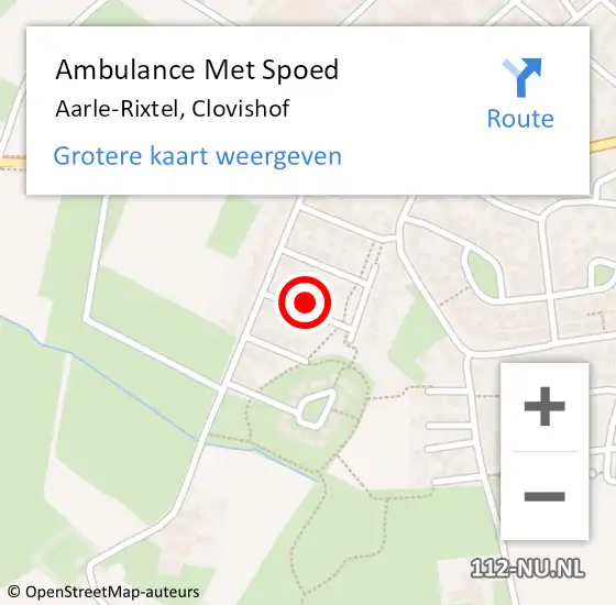 Locatie op kaart van de 112 melding: Ambulance Met Spoed Naar Aarle-Rixtel, Clovishof op 27 oktober 2014 18:22