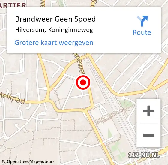 Locatie op kaart van de 112 melding: Brandweer Geen Spoed Naar Hilversum, Koninginneweg op 22 november 2024 00:48