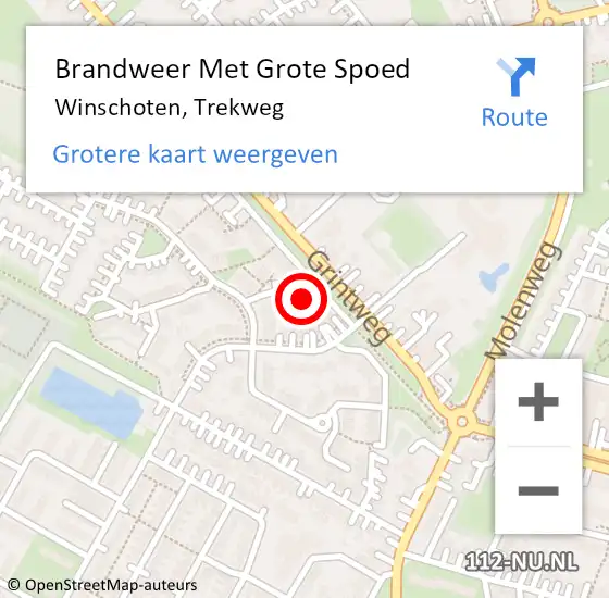 Locatie op kaart van de 112 melding: Brandweer Met Grote Spoed Naar Winschoten, Trekweg op 22 november 2024 01:09