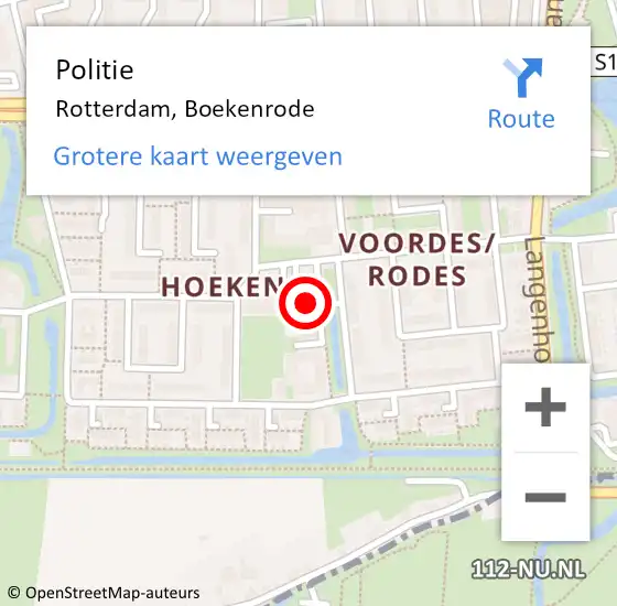 Locatie op kaart van de 112 melding: Politie Rotterdam, Boekenrode op 22 november 2024 01:24