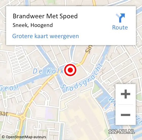 Locatie op kaart van de 112 melding: Brandweer Met Spoed Naar Sneek, Hoogend op 22 november 2024 01:56