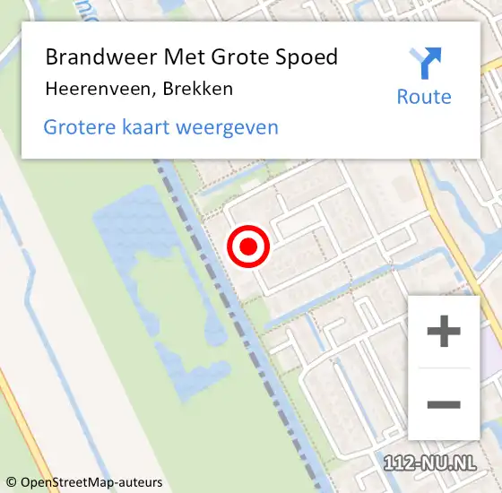 Locatie op kaart van de 112 melding: Brandweer Met Grote Spoed Naar Heerenveen, Brekken op 22 november 2024 02:03