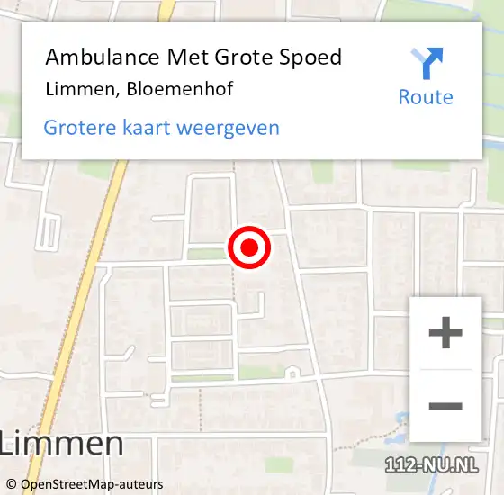 Locatie op kaart van de 112 melding: Ambulance Met Grote Spoed Naar Limmen, Bloemenhof op 22 november 2024 02:36