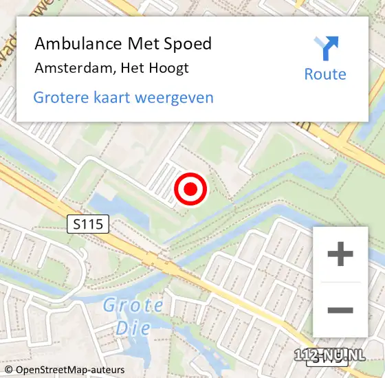 Locatie op kaart van de 112 melding: Ambulance Met Spoed Naar Amsterdam, Het Hoogt op 22 november 2024 04:29