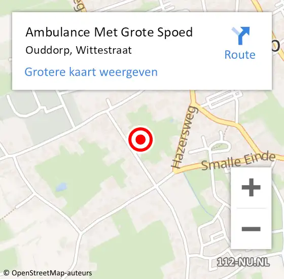 Locatie op kaart van de 112 melding: Ambulance Met Grote Spoed Naar Ouddorp, Wittestraat op 22 november 2024 05:36