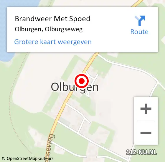 Locatie op kaart van de 112 melding: Brandweer Met Spoed Naar Olburgen, Olburgseweg op 22 november 2024 05:46