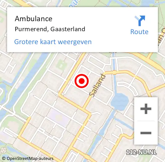 Locatie op kaart van de 112 melding: Ambulance Purmerend, Gaasterland op 22 november 2024 07:01