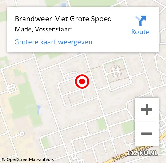 Locatie op kaart van de 112 melding: Brandweer Met Grote Spoed Naar Made, Vossenstaart op 22 november 2024 08:01