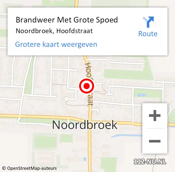 Locatie op kaart van de 112 melding: Brandweer Met Grote Spoed Naar Noordbroek, Hoofdstraat op 22 november 2024 08:07