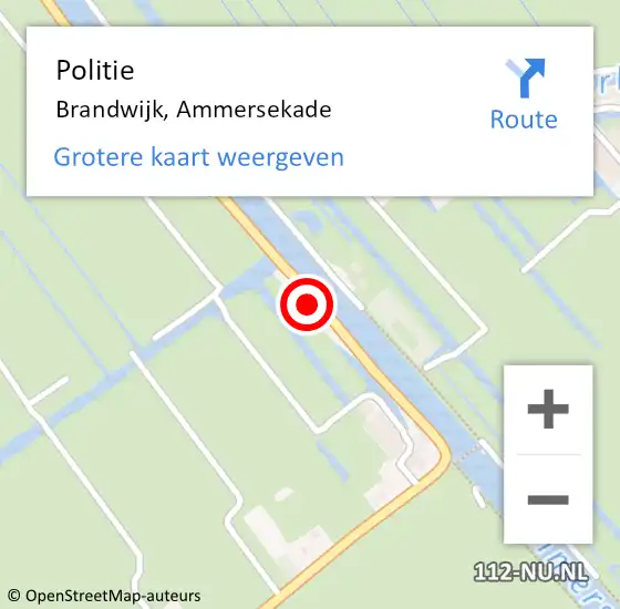 Locatie op kaart van de 112 melding: Politie Brandwijk, Ammersekade op 22 november 2024 08:07