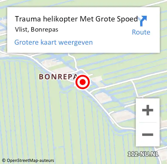 Locatie op kaart van de 112 melding: Trauma helikopter Met Grote Spoed Naar Vlist, Bonrepas op 22 november 2024 08:17