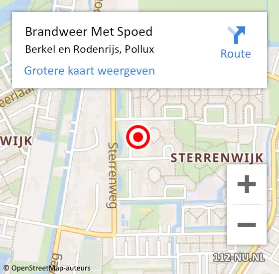 Locatie op kaart van de 112 melding: Brandweer Met Spoed Naar Berkel en Rodenrijs, Pollux op 22 november 2024 08:27