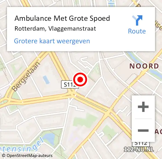 Locatie op kaart van de 112 melding: Ambulance Met Grote Spoed Naar Rotterdam, Vlaggemanstraat op 22 november 2024 08:57