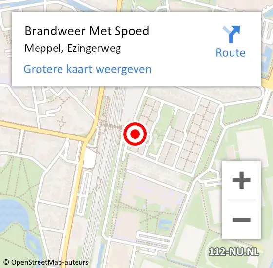 Locatie op kaart van de 112 melding: Brandweer Met Spoed Naar Meppel, Ezingerweg op 22 november 2024 08:58