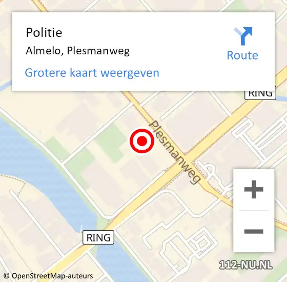 Locatie op kaart van de 112 melding: Politie Almelo, Plesmanweg op 22 november 2024 09:25