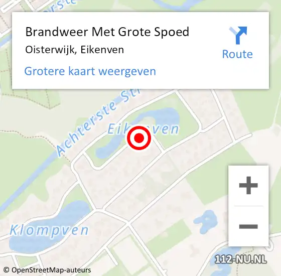 Locatie op kaart van de 112 melding: Brandweer Met Grote Spoed Naar Oisterwijk, Eikenven op 22 november 2024 09:32