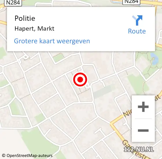 Locatie op kaart van de 112 melding: Politie Hapert, Markt op 22 november 2024 09:47