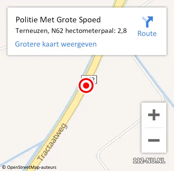 Locatie op kaart van de 112 melding: Politie Met Grote Spoed Naar Terneuzen, N62 hectometerpaal: 2,8 op 22 november 2024 10:03