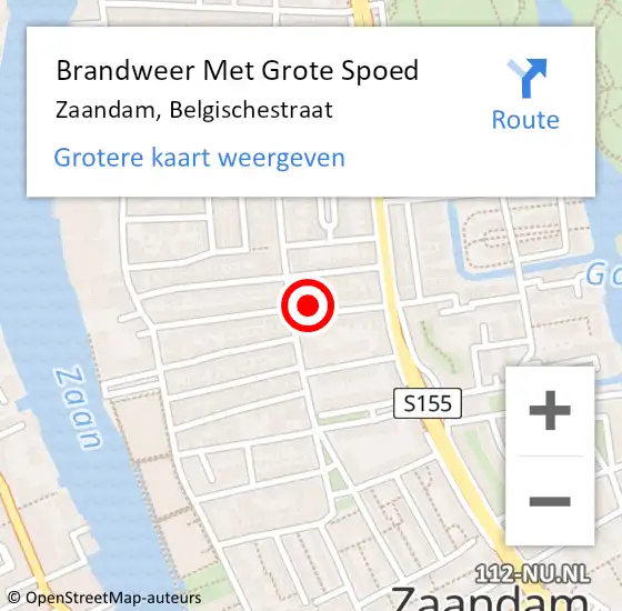 Locatie op kaart van de 112 melding: Brandweer Met Grote Spoed Naar Zaandam, Belgischestraat op 22 november 2024 10:07