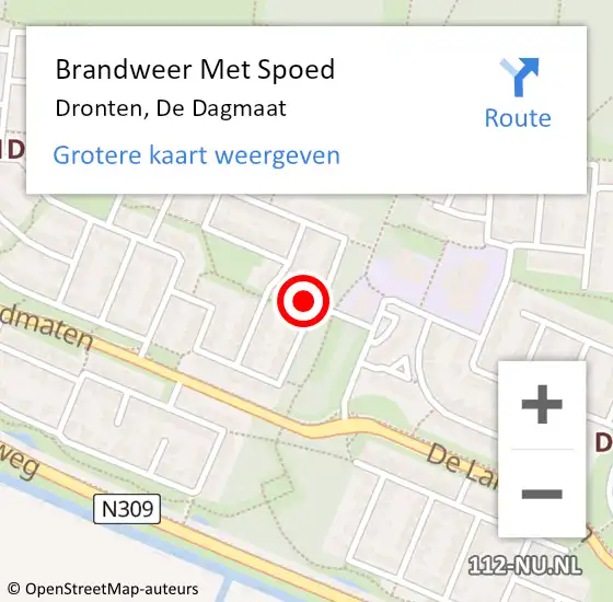 Locatie op kaart van de 112 melding: Brandweer Met Spoed Naar Dronten, De Dagmaat op 22 november 2024 10:28