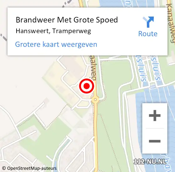 Locatie op kaart van de 112 melding: Brandweer Met Grote Spoed Naar Hansweert, Tramperweg op 22 november 2024 10:34