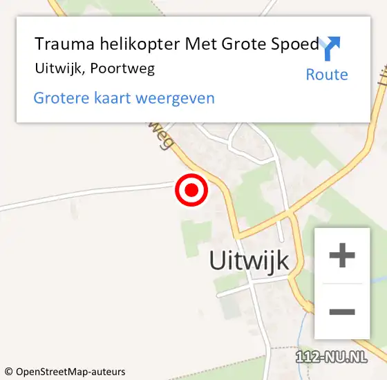 Locatie op kaart van de 112 melding: Trauma helikopter Met Grote Spoed Naar Uitwijk, Poortweg op 22 november 2024 10:37