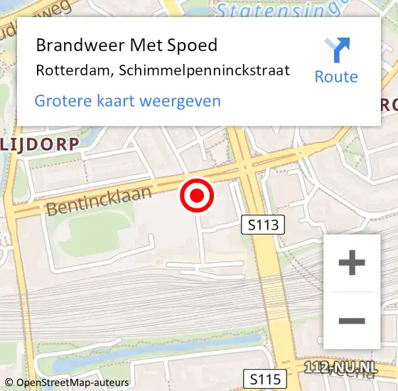 Locatie op kaart van de 112 melding: Brandweer Met Spoed Naar Rotterdam, Schimmelpenninckstraat op 22 november 2024 10:39