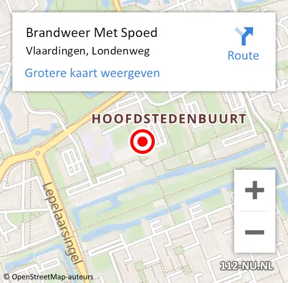 Locatie op kaart van de 112 melding: Brandweer Met Spoed Naar Vlaardingen, Londenweg op 22 november 2024 10:44