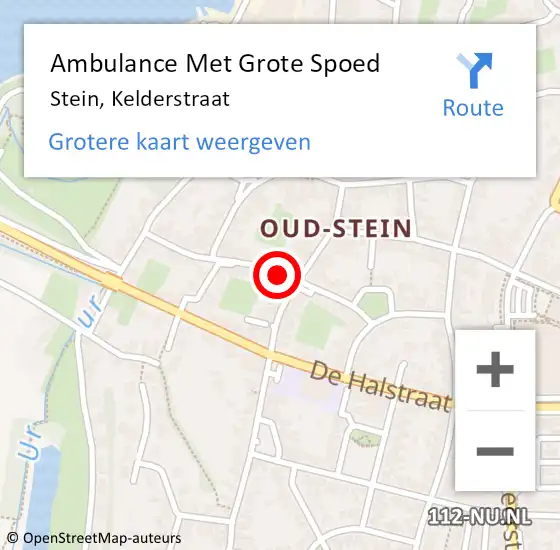 Locatie op kaart van de 112 melding: Ambulance Met Grote Spoed Naar Stein, Kelderstraat op 27 oktober 2014 18:51