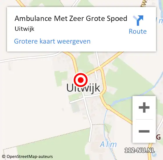 Locatie op kaart van de 112 melding: Ambulance Met Zeer Grote Spoed Naar Uitwijk op 22 november 2024 11:13