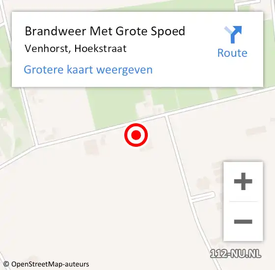 Locatie op kaart van de 112 melding: Brandweer Met Grote Spoed Naar Venhorst, Hoekstraat op 22 november 2024 11:33