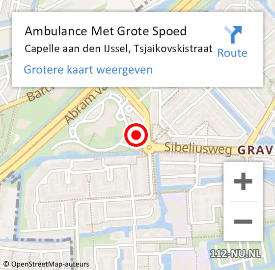 Locatie op kaart van de 112 melding: Ambulance Met Grote Spoed Naar Capelle aan den IJssel, Tsjaikovskistraat op 22 november 2024 11:44