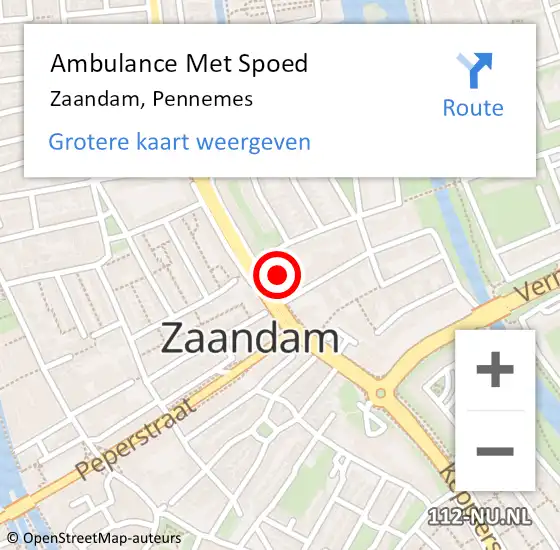 Locatie op kaart van de 112 melding: Ambulance Met Spoed Naar Zaandam, Pennemes op 22 november 2024 11:49